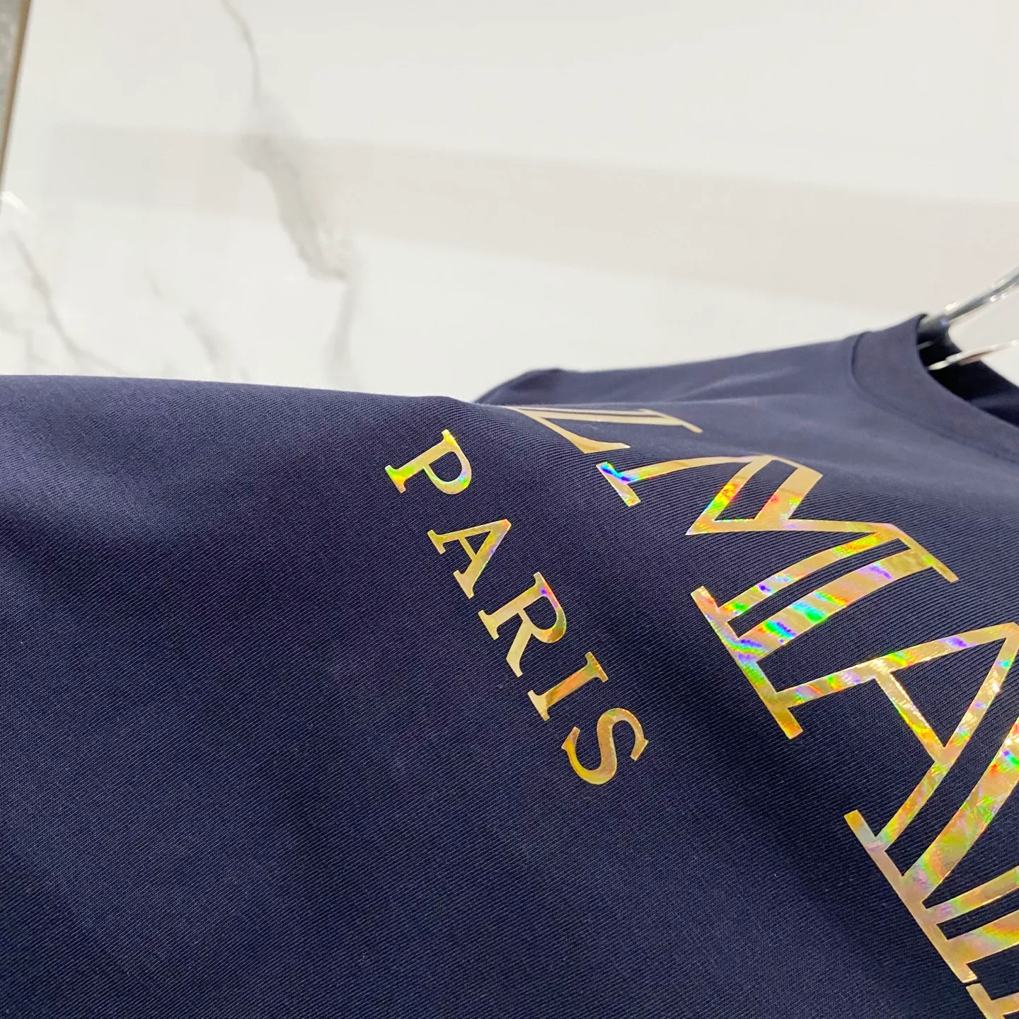 BALMAIN/Balmain - mercerized cotton gram T-shirt for men and women, bronzing brand letters on the front, colorful printed LOGO, pure quality, original fabric 100% cotton, Versatile fashion, light luxury trend, tag, collar label, wash, three labels complete Size: S-2XL Color: Black.White.Royal Blue.